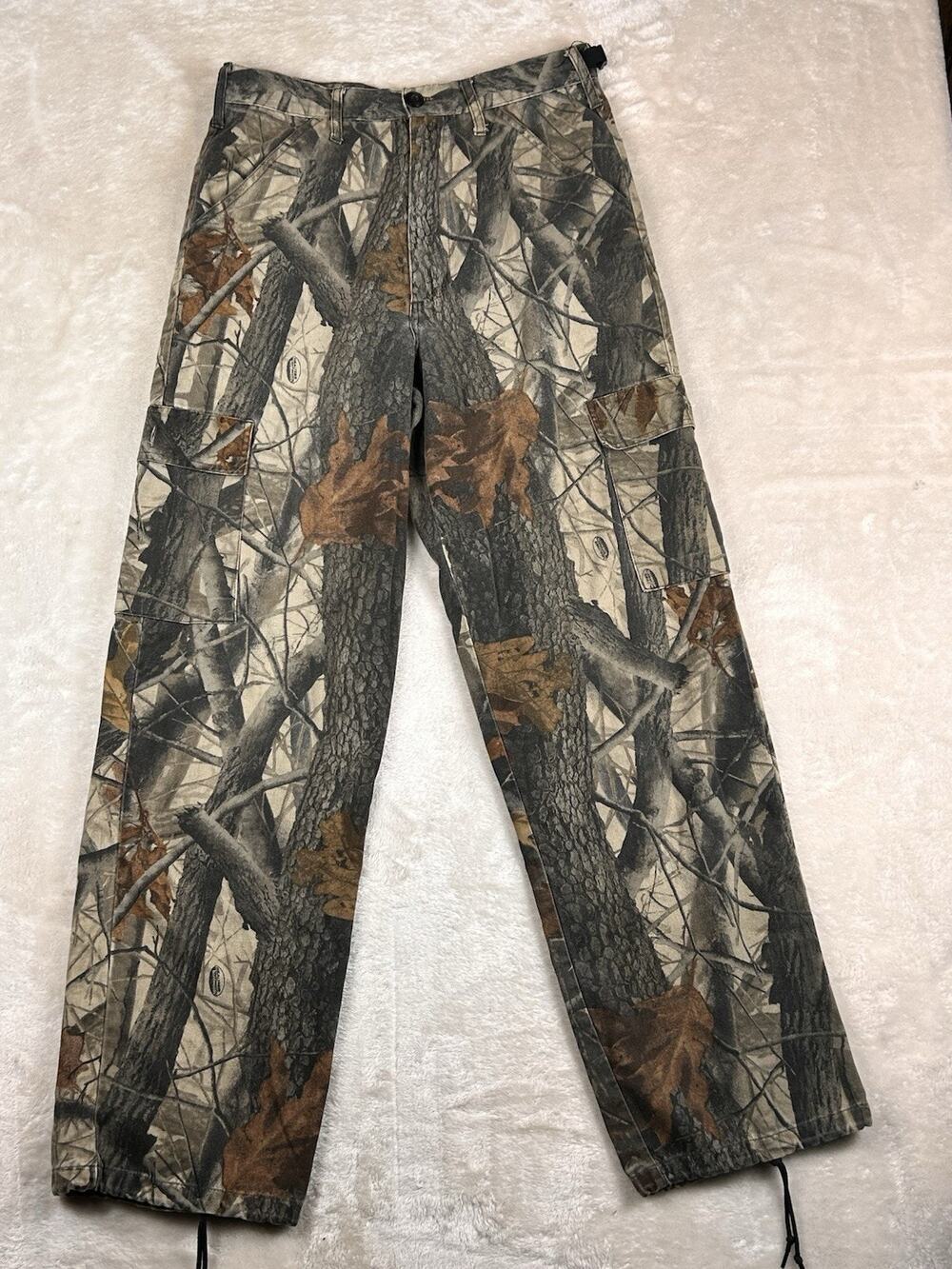 Vintage Liberty Pants Mens S Gray Realtree Hardwoods Camo Cargo Pockets Hunting